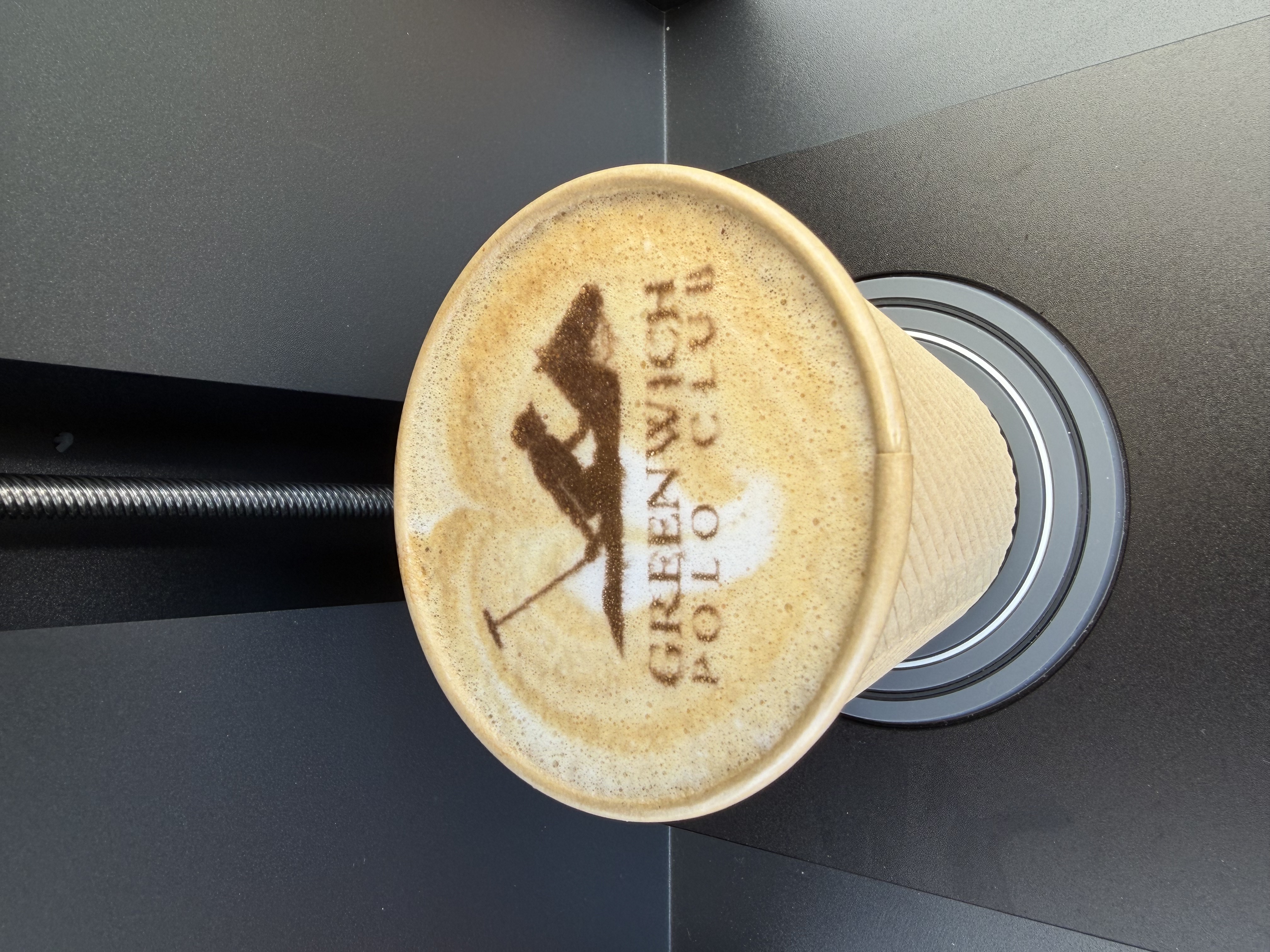 Custom monogram latte art coffee cart New York wedding event